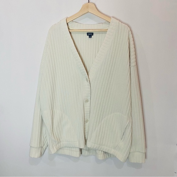 Gap Body Wide Ribbed Button Front Cardigan Sweater Size X-Large - Picture 1 of 7